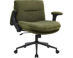 SP® Ergonomische bureaustoel – Bureaustoel met kruispoot, wielen en opklapbare armleuningen – Kruispootstoel voor thuiskantoor, slaapkamer of kaptafel – Groen – 26cm x 16cm x 20cm