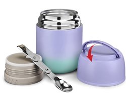 SP® Warmhoud Bakken - Thermoskom - Thermo Lunchbox voor Kinderen - Paars - 10cm x 10cm x 16cm