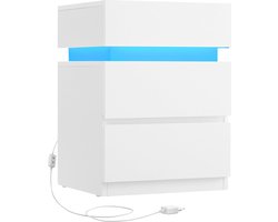 Spaanplaat Bijzettafel - Witte Bijzettafel - Nachtkastje - Nachtkastje met 3 Laden - 33,5 cm x 40 cm x 55 cm - Lichtgewicht - Stevig - Eenvoudige montage