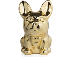 Spaarpot Franse Bulldog Hond - Goudkleurig aardewerk - 17 x 15 x 12 cm