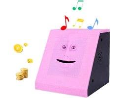 Spaarpot met muzikaal gezicht, automatisch spaarvarken Geschikt voor kinderen (roze stenen)