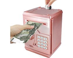Spaarvarken, Beste cadeau voor kinderen Kinderen Elektronische Code Lock Geldbanken met wachtwoord Mini ATM Geld Bespaar voor Papier Geld en Munten, Geweldig Cadeau voor Jongens & Meisjes( Roze Gold )