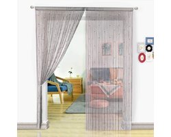 Spaghetti String Gordijnen Voor Woonkamer Kralen Gordijnen Deur Gordijn Verdeler Woondecoratie, grijs, 200x200cm