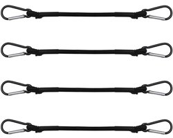 Spanrubber met haken, set van 4, 30 cm sterke expander met karabijnhaak, spanbanden, rubberen spanners met haak, bagagespanner met karabijnhaak, voor fiets, outdoor, auto, lading, camping