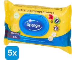 Spargo Vochtige Huishouddoekjes – 5x80 Stuks (400 Doekjes) voor Dagelijkse Schoonmaak