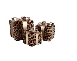 Sparkle giftbox leopard led s/3 10x11/13x13/15x17cm met lampjes- kleine maat