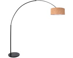 Sparkled Light 4342ZW Vloerlamp - Zwart met Kurken Kap Ø40 cm - Eigentijds - Steinhauer - Draaibaar, Uitschuifbaar en Hoogte Verstelbaar