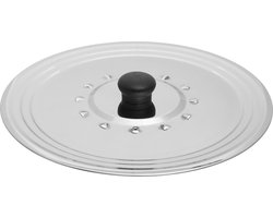Spatdeksel - universeel - RVS - met stoomuitlaat - voor pannen van 26/28/30 cm - pannendeksel - Kookpannen accessoires