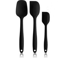 Spatel - Pannenlikker - Spatels - Bakspaan - Spatelset - Bakspatel - Kookgerei - Siliconen - zwart - 3-delig
