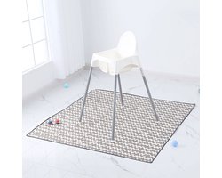 Spatmat voor onder de kinderstoel/kunst/knutselen, waterdichte en antislip spatmat vloerbeschermer, wasbare kinderstoel vloermat, 51 inch herbruikbare rommelmat en babyvoedingstafelkleed - grijze golven - 130*130cm