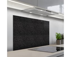 Spatscherm 100x65 cm - Zelfklevende achterwand Graniet - Zwart - Grijs - Keuken muurbeschermer - Spatwand fornuis