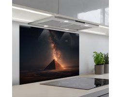 Spatscherm 80x60 cm - Zelfklevende achterwand Piramide - Woestijn - Licht - Keuken muurbeschermer - Spatwand fornuis