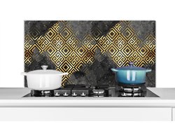 Spatscherm keuken 100x50 cm - Kookplaat achterwand Goud - Marmer - Verf - Patronen - Muurbeschermer hittebestendig - Spatwand fornuis - Hoogwaardig aluminium