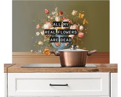 Spatscherm keuken 100x65 cm - Kookplaat achterwand Bloem - Quote - Vintage - Art - Muurbeschermer - Spatwand fornuis - Hoogwaardig aluminium