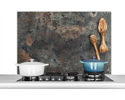 Spatscherm keuken 100x65 cm - Kookplaat achterwand Keukengerei - Koken - Plaat - Muurbeschermer - Spatwand fornuis - Hoogwaardig aluminium