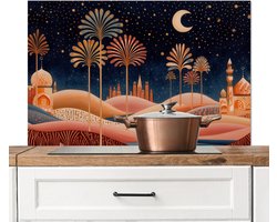 Spatscherm keuken 100x65 cm - Kookplaat achterwand Sterrenhemel - Palmen - Rivier - Muurbeschermer - Spatwand fornuis - Hoogwaardig aluminium