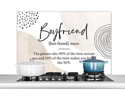 Spatscherm keuken 100x65 cm - Kookplaat achterwand Woordenboek - Relatie - Quote - Muurbeschermer - Spatwand fornuis - Hoogwaardig aluminium