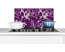Spatscherm keuken 60x30 cm - Kookplaat achterwand Marmer - Glitter - Paars - Patronen - Muurbeschermer - Spatwand fornuis - Hoogwaardig aluminium