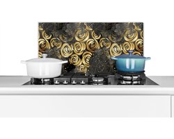 Spatscherm keuken 60x30 cm - Kookplaat achterwand Marmer - Goud - Roos - Patronen - Muurbeschermer - Spatwand fornuis - Hoogwaardig aluminium