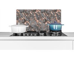 Spatscherm keuken 60x30 cm - Kookplaat achterwand Marmer - Rose - Grijs - Patronen - Muurbeschermer hittebestendig - Spatwand fornuis - Hoogwaardig aluminium - Keuken decoratie aanrecht