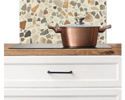 Spatscherm keuken 60x30 cm - Kookplaat achterwand Stenen - Terrazzo - Decoratie - Tegels - Muurbeschermer - Spatwand fornuis - Hoogwaardig aluminium