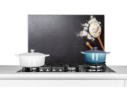 Spatscherm keuken 60x40 cm - Kookplaat achterwand Deegroller - Bakken - Keukengerei - Pollepel - Muurbeschermer - Spatwand fornuis - Hoogwaardig aluminium
