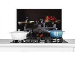 Spatscherm keuken 60x40 cm - Kookplaat achterwand Keukengerei - Fruit - Koken - Muurbeschermer - Spatwand fornuis - Hoogwaardig aluminium