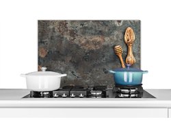 Spatscherm keuken 60x40 cm - Kookplaat achterwand Keukengerei - Koken - Plaat - Muurbeschermer - Spatwand fornuis - Hoogwaardig aluminium
