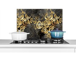 Spatscherm keuken 60x40 cm - Kookplaat achterwand Marmer - Goud - Roos - Patronen - Muurbeschermer - Spatwand fornuis - Hoogwaardig aluminium