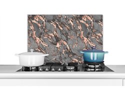 Spatscherm keuken 60x40 cm - Kookplaat achterwand Marmer - Rose - Grijs - Patronen - Muurbeschermer - Spatwand fornuis - Hoogwaardig aluminium - Keuken decoratie aanrecht