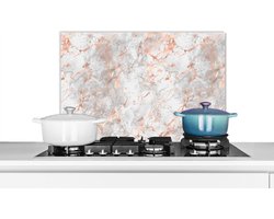 Spatscherm keuken 60x40 cm - Kookplaat achterwand Rose goud - Marmer print - Wit - Patroon - Muurbeschermer - Spatwand fornuis - Hoogwaardig aluminium