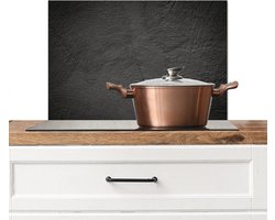 Spatscherm keuken 60x40 cm - Kookplaat achterwand - Zwart beton - Muurbeschermer hittebestendig - Spatwand fornuis - Hoogwaardig aluminium - Wanddecoratie industrieel - Keuken decoratie aanrecht
