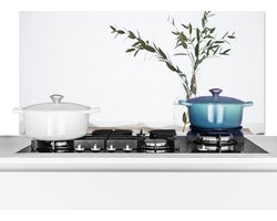 Spatscherm keuken 70x30 cm - Kookplaat achterwand Eucalyptustakken in een glazen vaas - Muurbeschermer - Spatwand fornuis - Hoogwaardig aluminium