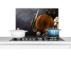 Spatscherm keuken 70x50 cm - Kookplaat achterwand Bestek - Snijplank - Keuken - Theedoek - Muurbeschermer - Spatwand fornuis - Hoogwaardig aluminium