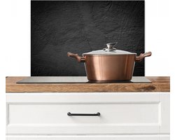 Spatscherm keuken 70x50 cm - Kookplaat achterwand - Zwart beton - Muurbeschermer hittebestendig - Spatwand fornuis - Hoogwaardig aluminium - Wanddecoratie industrieel - Keuken decoratie aanrecht