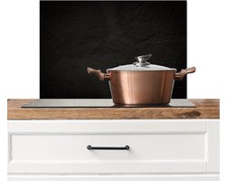 Spatscherm keuken 70x50 cm - Kookplaat achterwand - Zwart beton - Muurbeschermer - Spatwand fornuis - Hoogwaardig aluminium - Wanddecoratie industrieel - Alternatief voor glazen spatscherm - Keuken decoratie aanrecht