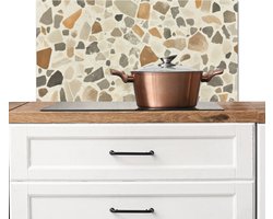 Spatscherm keuken 80x40 cm - Kookplaat achterwand Stenen - Terrazzo - Decoratie - Tegels - Muurbeschermer - Spatwand fornuis - Hoogwaardig aluminium