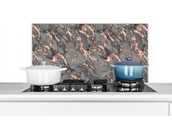 Spatscherm keuken 90x45 cm - Kookplaat achterwand Marmer - Rose - Grijs - Patronen - Muurbeschermer - Spatwand fornuis - Hoogwaardig aluminium - Keuken decoratie aanrecht