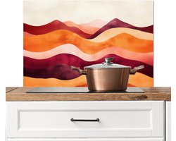 Spatscherm keuken 90x60 cm - Kookplaat achterwand Abstract - Landschap - Golven - Muurbeschermer - Spatwand fornuis - Hoogwaardig aluminium
