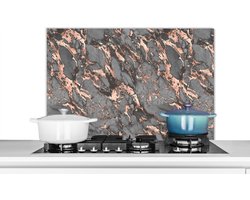 Spatscherm keuken 90x60 cm - Kookplaat achterwand Marmer - Rose - Grijs - Patronen - Muurbeschermer - Spatwand fornuis - Hoogwaardig aluminium - Keuken decoratie aanrecht