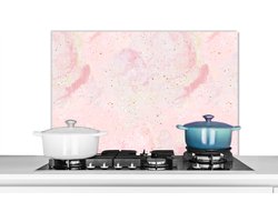 Spatscherm keuken 90x60 cm - Kookplaat achterwand Marmer - Roze - Glitter - Goud - Patronen - Muurbeschermer - Spatwand fornuis - Hoogwaardig aluminium
