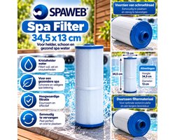 Spaweb Spa Filter 34,5 x 13 cm met Schroefdraad – Jacuzzi Filter – Hottub Filter – Spa Filterpatroon – Waterfilter voor Spa & Bubbelbad