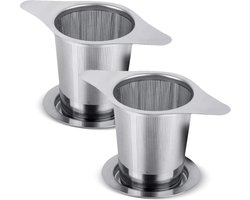 Special Leaves - Theezeef - 2 stuks - RVS Theefilter - Met Handvat En Lekplaatje - Thee Filter Voor Losse Thee - Thee Infuser