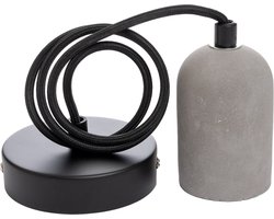 Specilights Pendel Beton Rond E27 - Cement fitting - Hanglamp met Strijkijzersnoer en Plafondkap