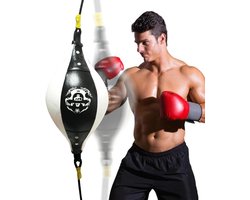 Speedbag Boksbal - Bokstrainer Fitnessbal - Boksen Verbeteren - Ruitvormig Ontwerp - 38 x 18 cm - Wit Zwart
