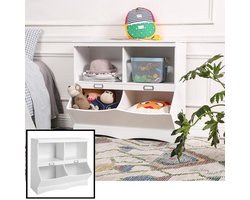 Speelgoed Kast - Boekenkast - Opbergkast van hout voor kinderkamer - Kinderkamer Boekenrek - Open opberg kast - Wit