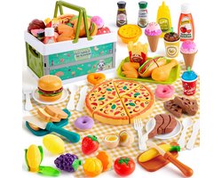 Speelgoed Keuken Accessoires, Modder Keuken Accessoires Kinderspelen Keukens Rollenspel Speelgoed, Kinderen Koken Set met Play Food Kids Mes Picknickmand Outdoor Keuken