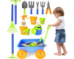 Speelgoed Kruiwagen Set met 10 Accessoires en 4 Potten voor Kinderen | Buiten Speelgoed, Stimuleert Hand-Oog Coördinatie, Leer Plantenzorg en Creatief Rollenspel