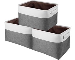 Speelgoed Opbergdozen - Opbergmanden Linnen - Kinderspeelgoed Organiseren - Opvouwbaar Met Handvatten - 38x26x25cm - Naturel
