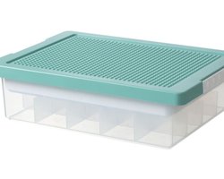 Speelgoed Opslagbox geschikt voor Lego Steentjes - Compatibel met Bouwplaat Deksel - 3 Laags Verwijderbare Sorteerladen - Stapelbare Kunststof Opslagbak - Groen (1stuk)